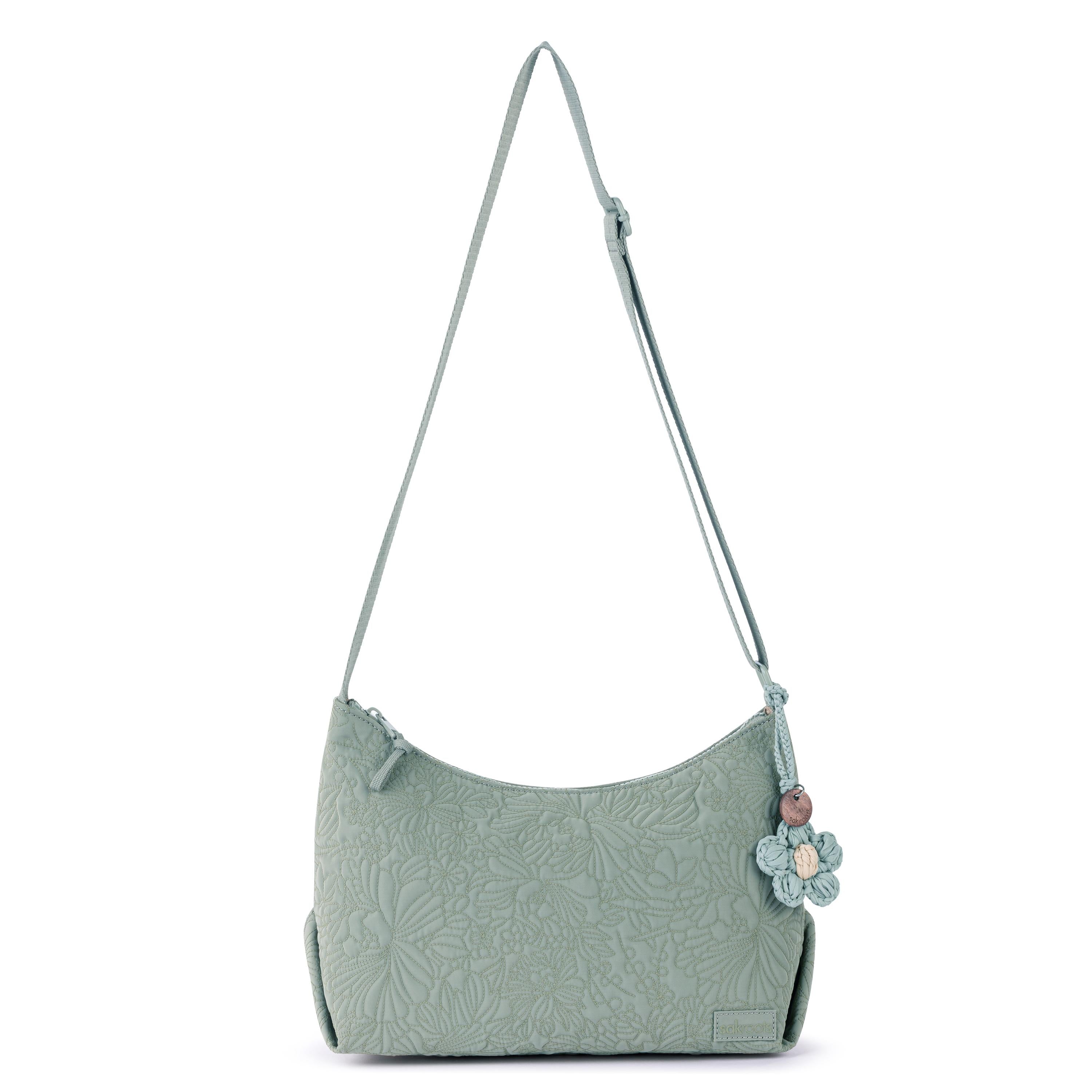 Sakroots Banyan Adjustable Hobo -|Eco Twill - Sage Flower Blossom Q|