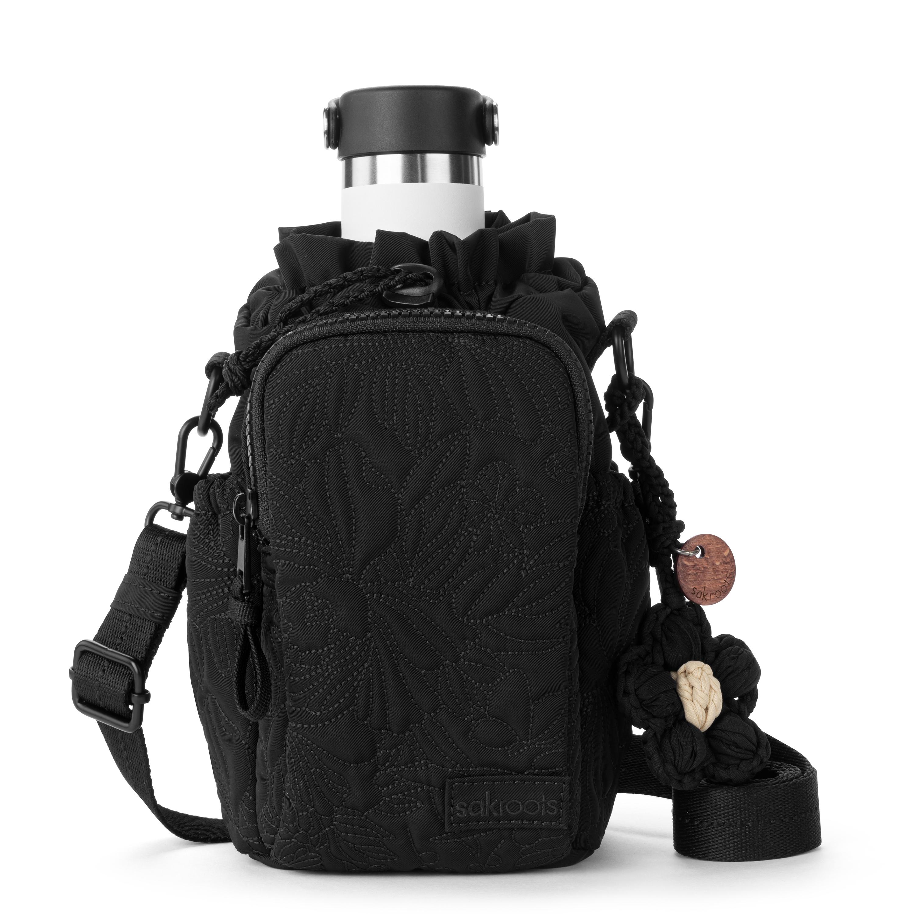 Sakroots Banyan Drawstring Crossbody -|Eco Twill - Black Flower Blossom Q|