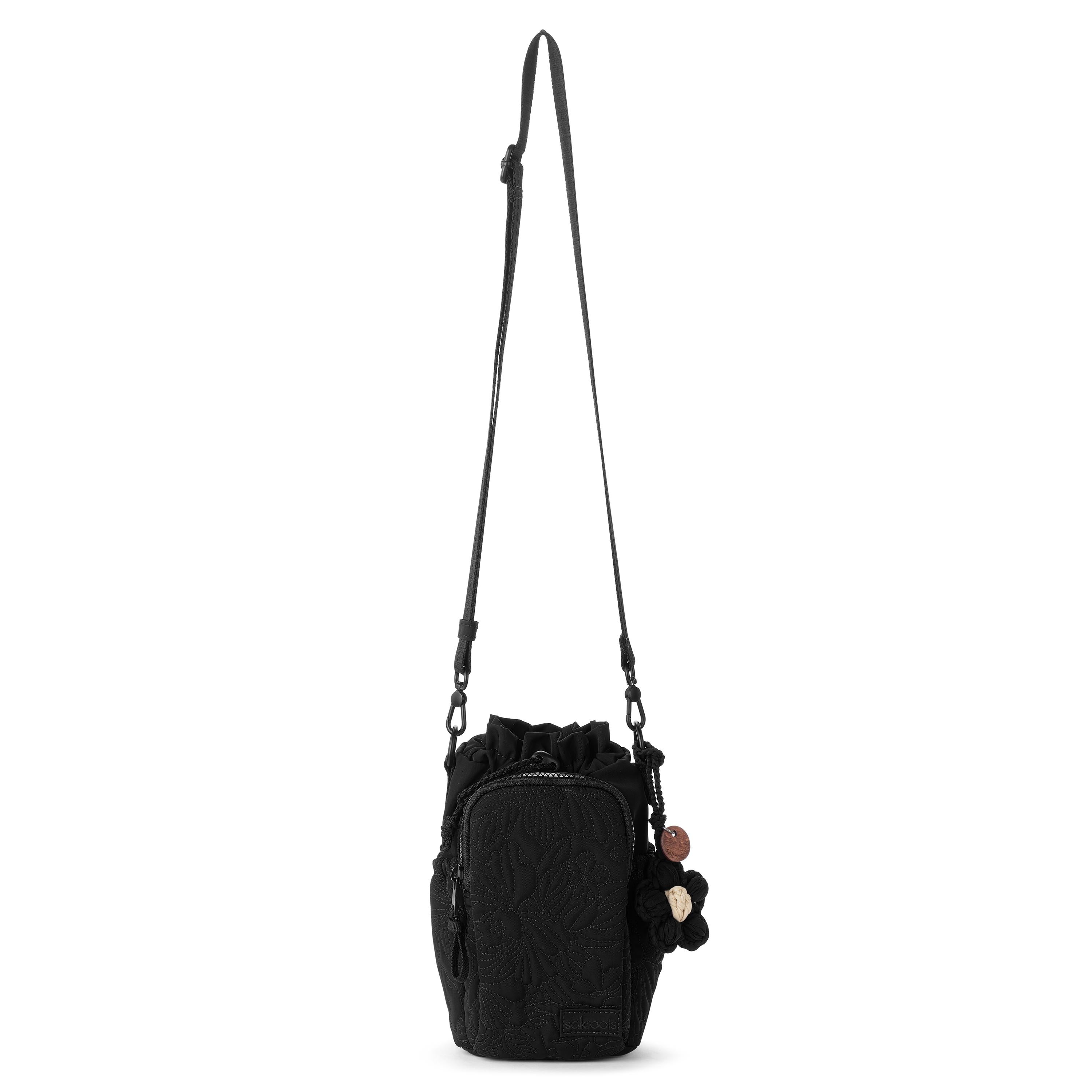 Sakroots Banyan Drawstring Crossbody -|Eco Twill - Black Flower Blossom Q|