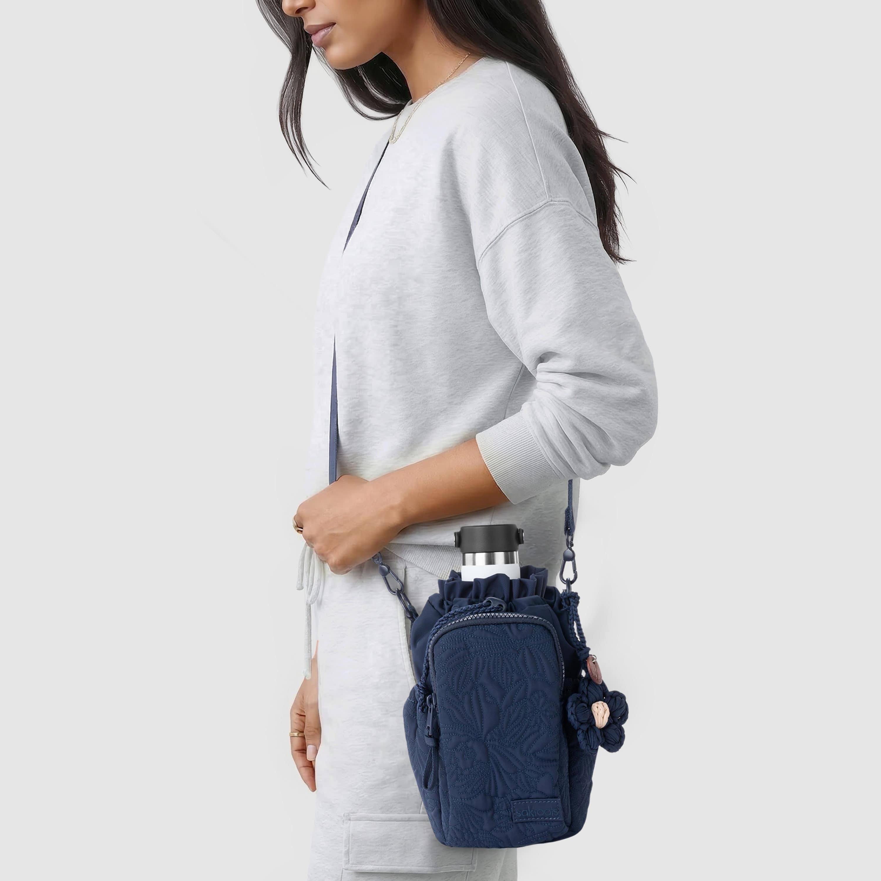 Sakroots Banyan Drawstring Crossbody -|Eco Twill - Navy Flower Blossom Q|