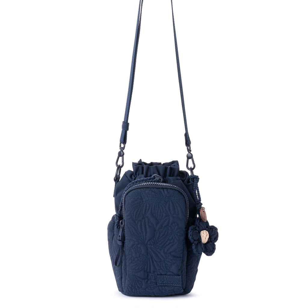 Sakroots Banyan Drawstring Crossbody -|Eco Twill - Navy Flower Blossom Q|