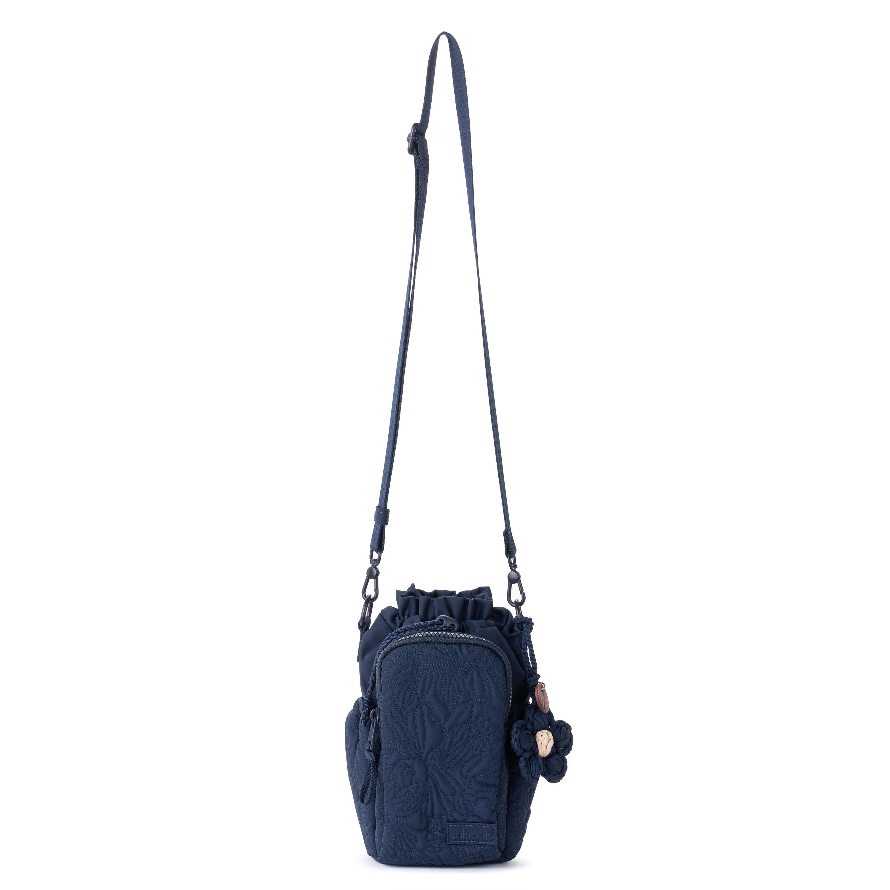 Sakroots Banyan Drawstring Crossbody -|Eco Twill - Navy Flower Blossom Q|