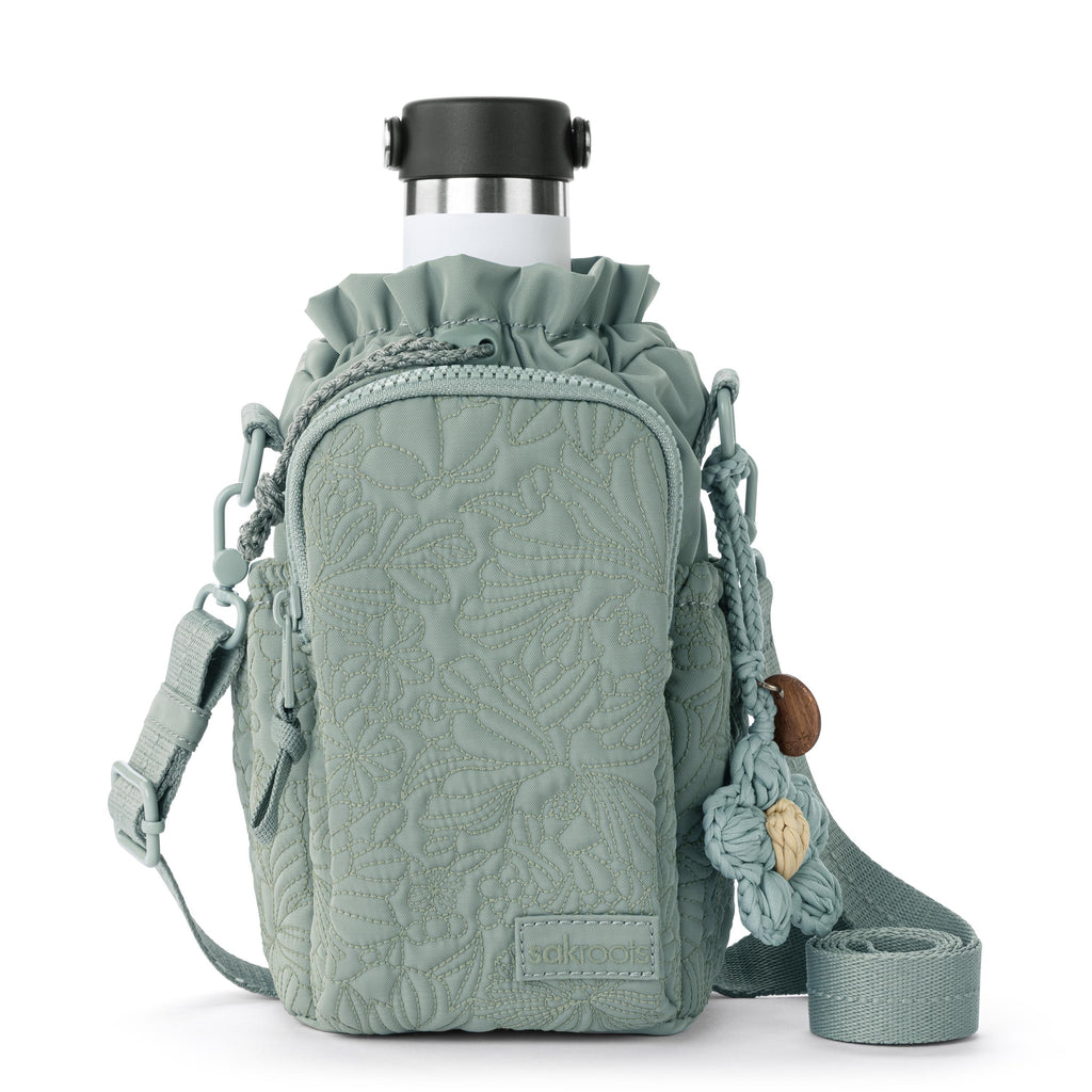 Sakroots Banyan Drawstring Crossbody -|Eco Twill - Sage Flower Blossom Q|
