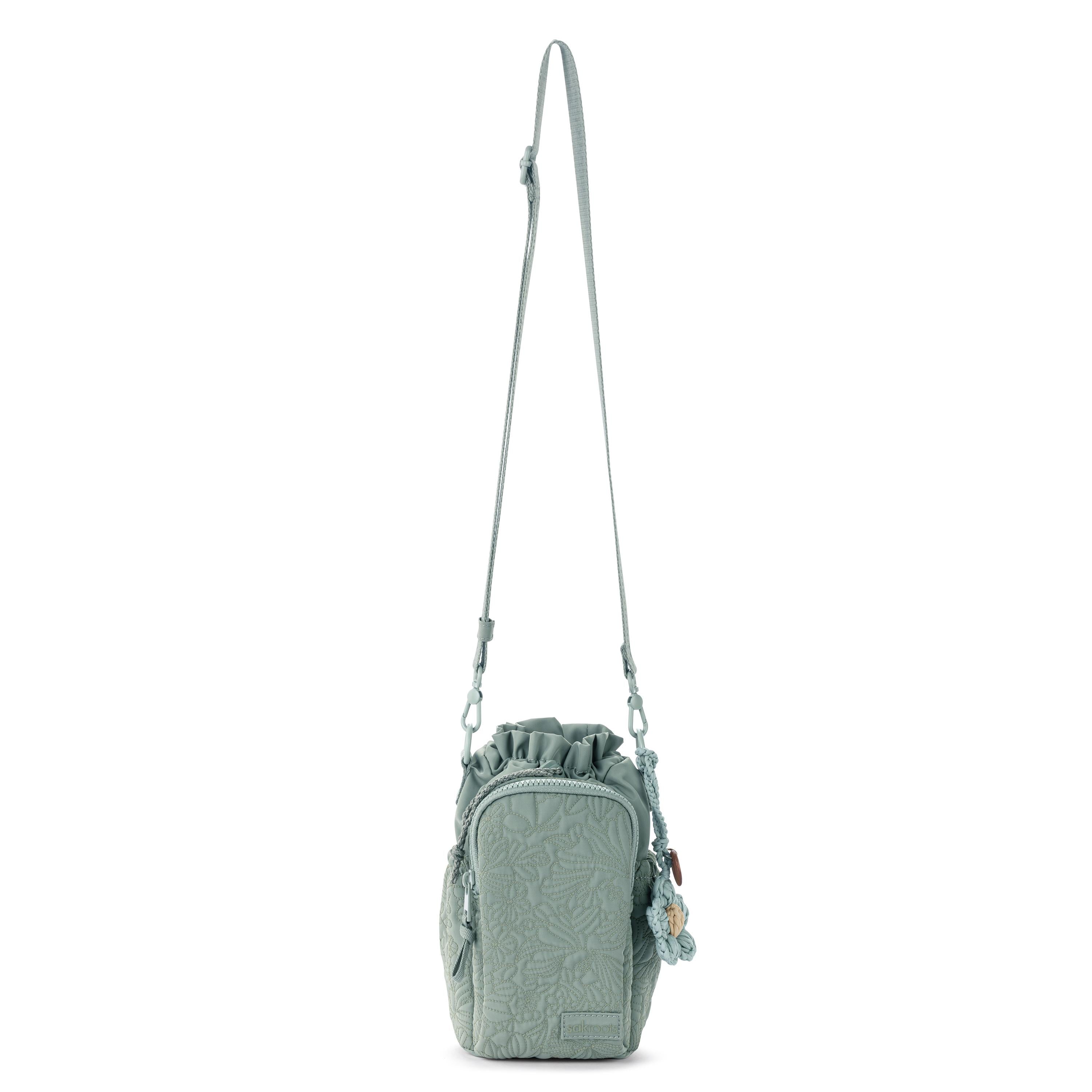 Sakroots Banyan Drawstring Crossbody -|Eco Twill - Sage Flower Blossom Q|