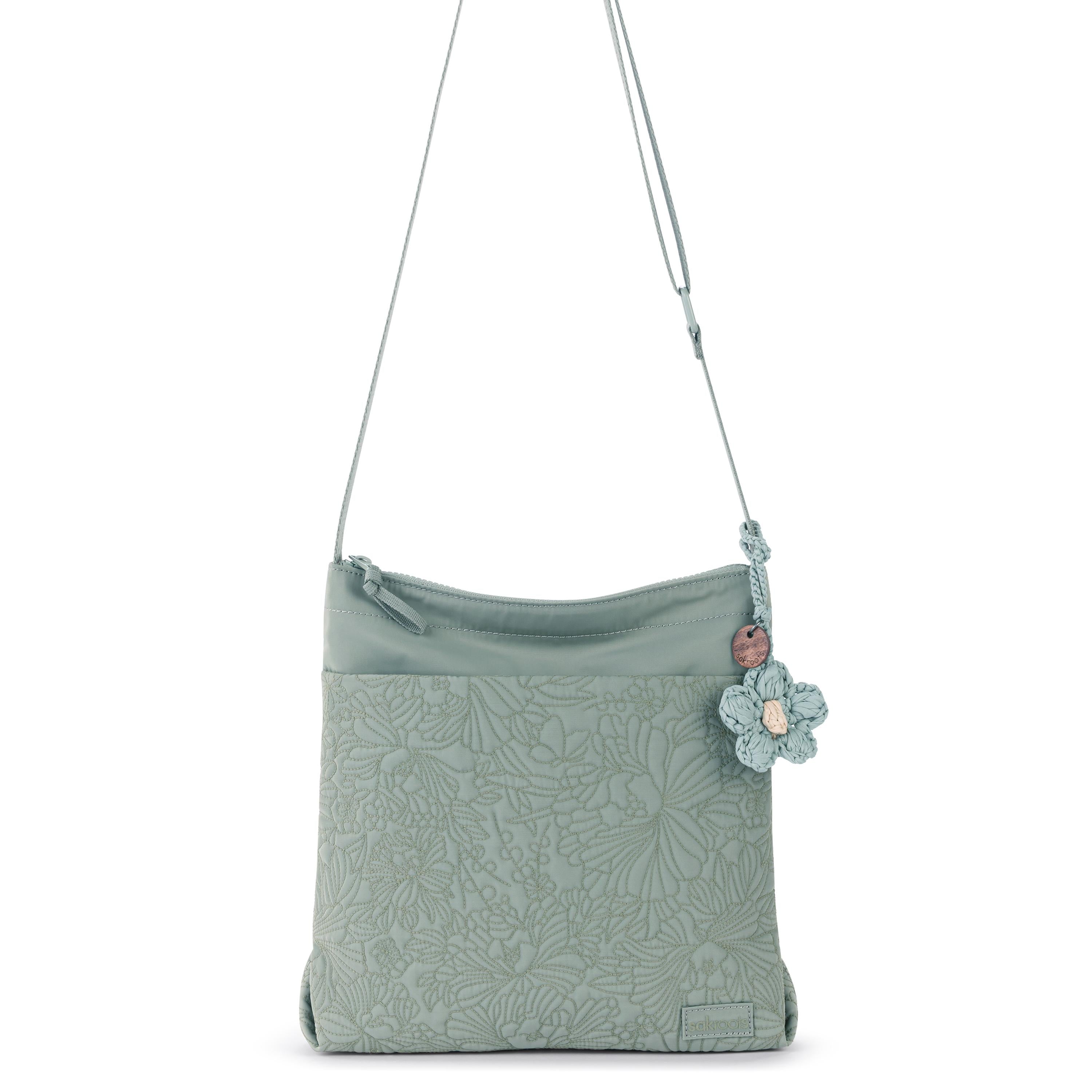 Sakroots Banyan Basic Crossbody -|Eco Twill - Sage Flower Blossom Q|
