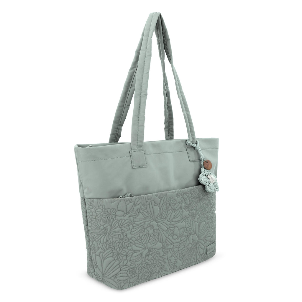 Sakroots Banyan Shoulder Tote -|Eco Twill - Sage Flower Blossom Q|