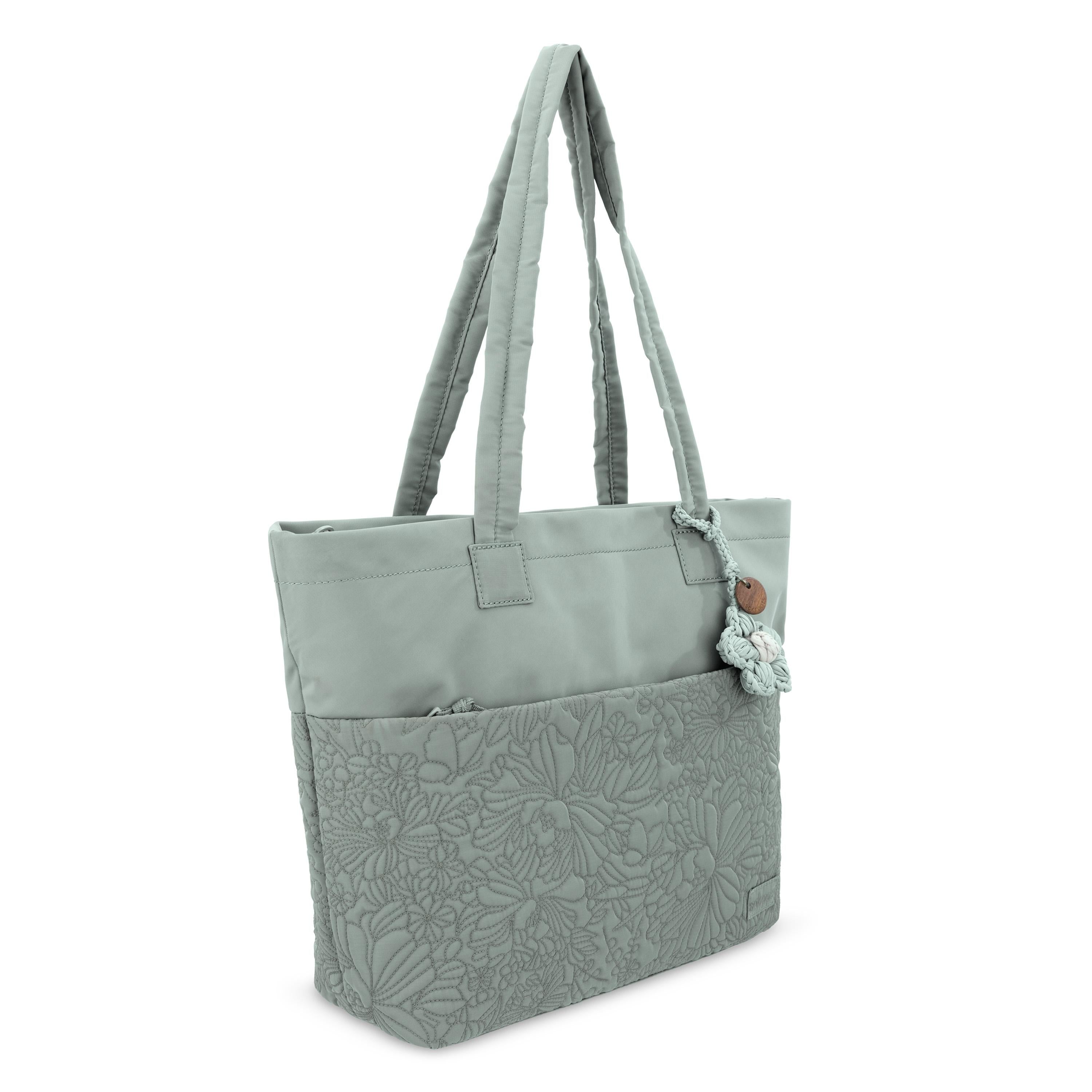 Sakroots Banyan Shoulder Tote -|Eco Twill - Sage Flower Blossom Q|