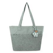 Banyan Shoulder Tote - EcoTwill - Sage Flower Blossom Quilted