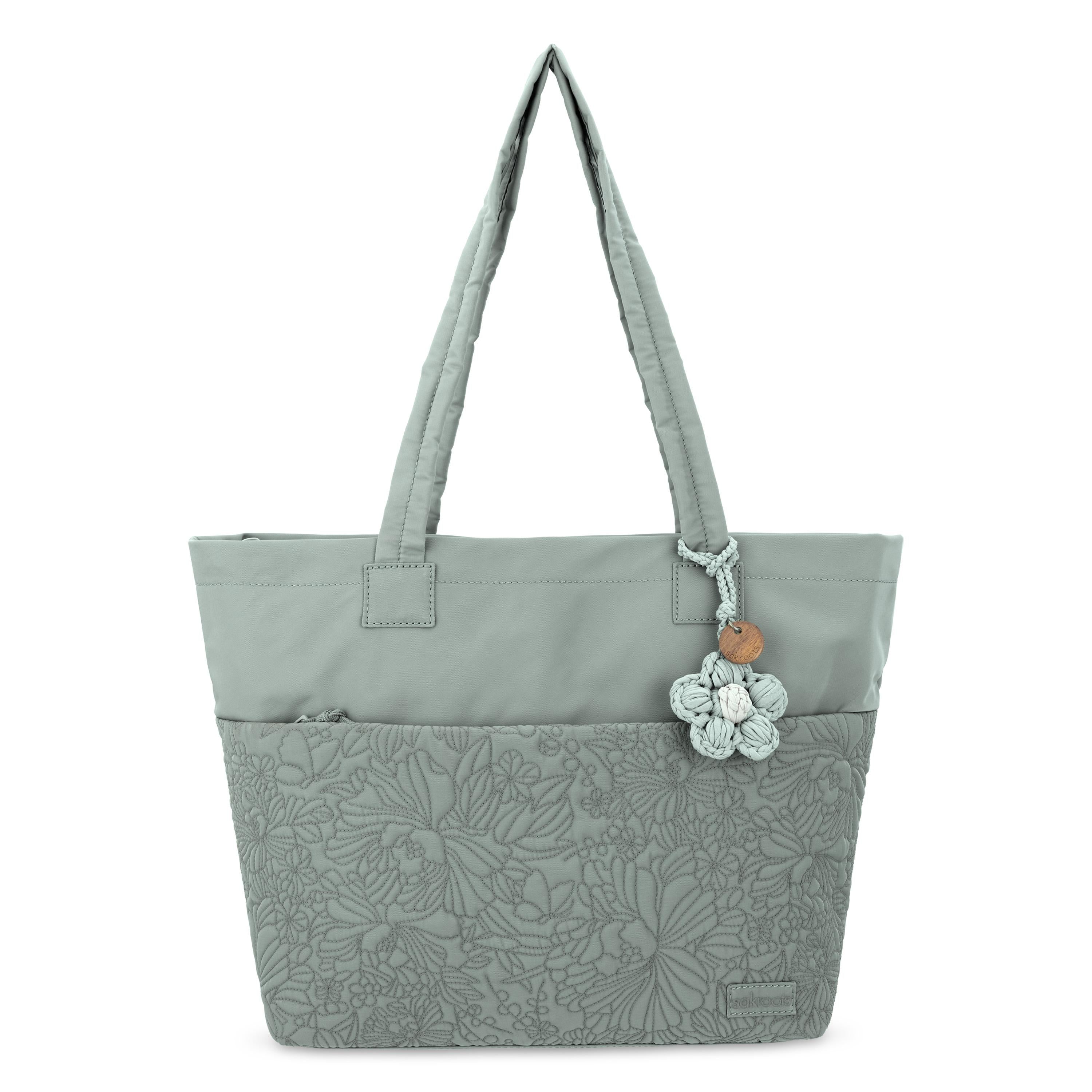 Sakroots Banyan Shoulder Tote -|Eco Twill - Sage Flower Blossom Q|