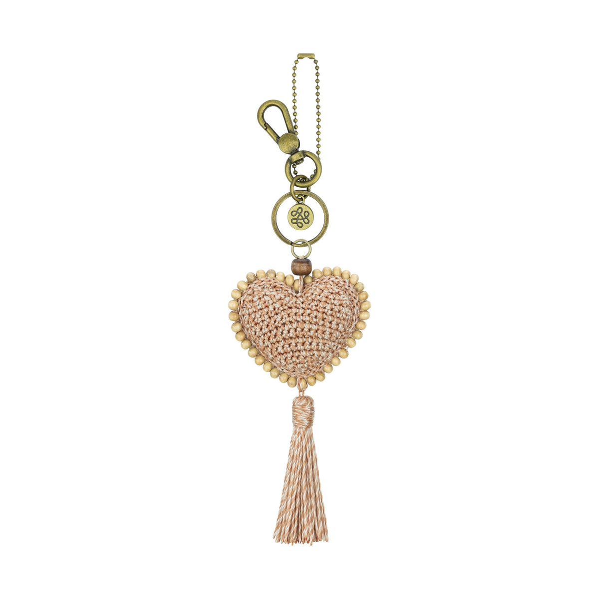 The Sak Yarnicharmz Dangle - Hand Crochet - Bamboo Static Tonal Heart