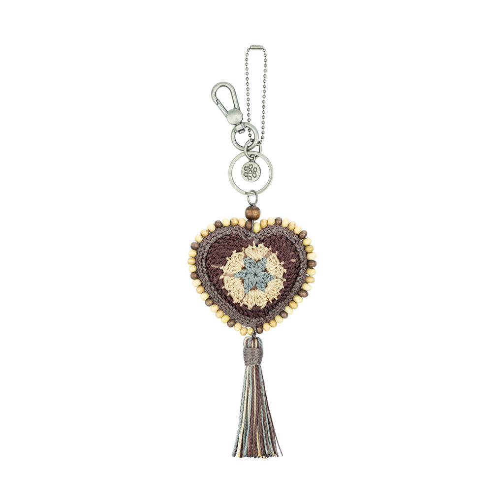 The Sak Yarnicharmz Dangle - Hand Crochet - Mushroom Patch Heart