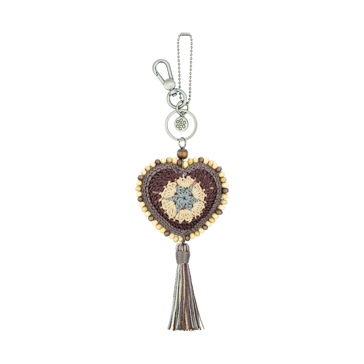 The Sak Yarnicharmz Dangle - Hand Crochet - Mushroom Patch Heart