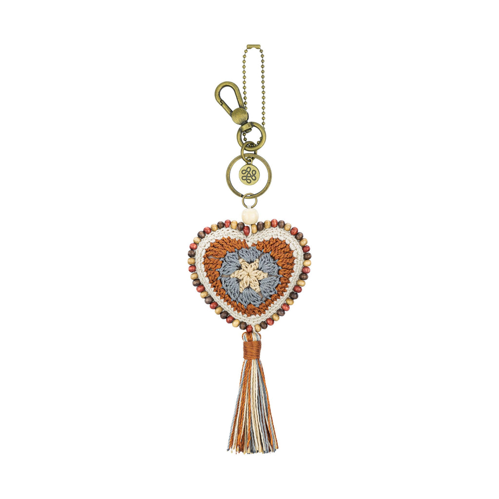The Sak Yarnicharmz Dangle - Hand Crochet - Persimmon Patch Heart