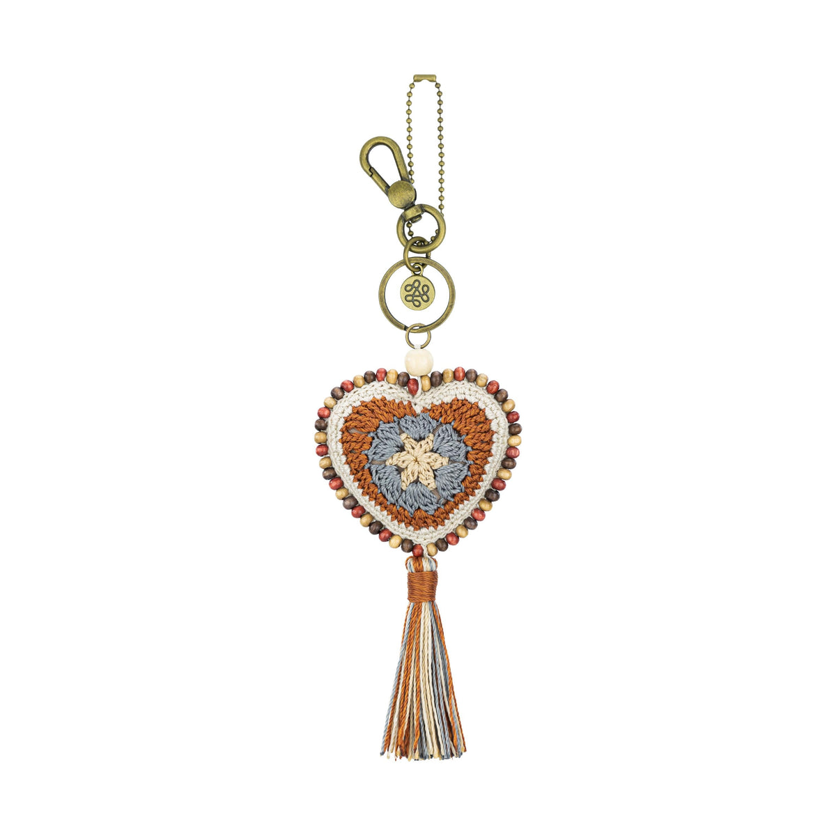 The Sak Yarnicharmz Dangle - Hand Crochet - Persimmon Patch Heart