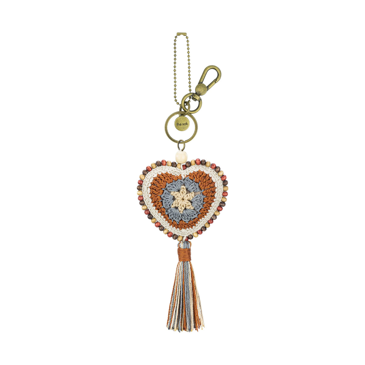 The Sak Yarnicharmz Dangle - Hand Crochet - Persimmon Patch Heart