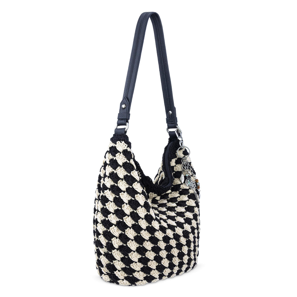 The Sak Sequoia Hobo - Hand Crochet - Black Ecru Shell