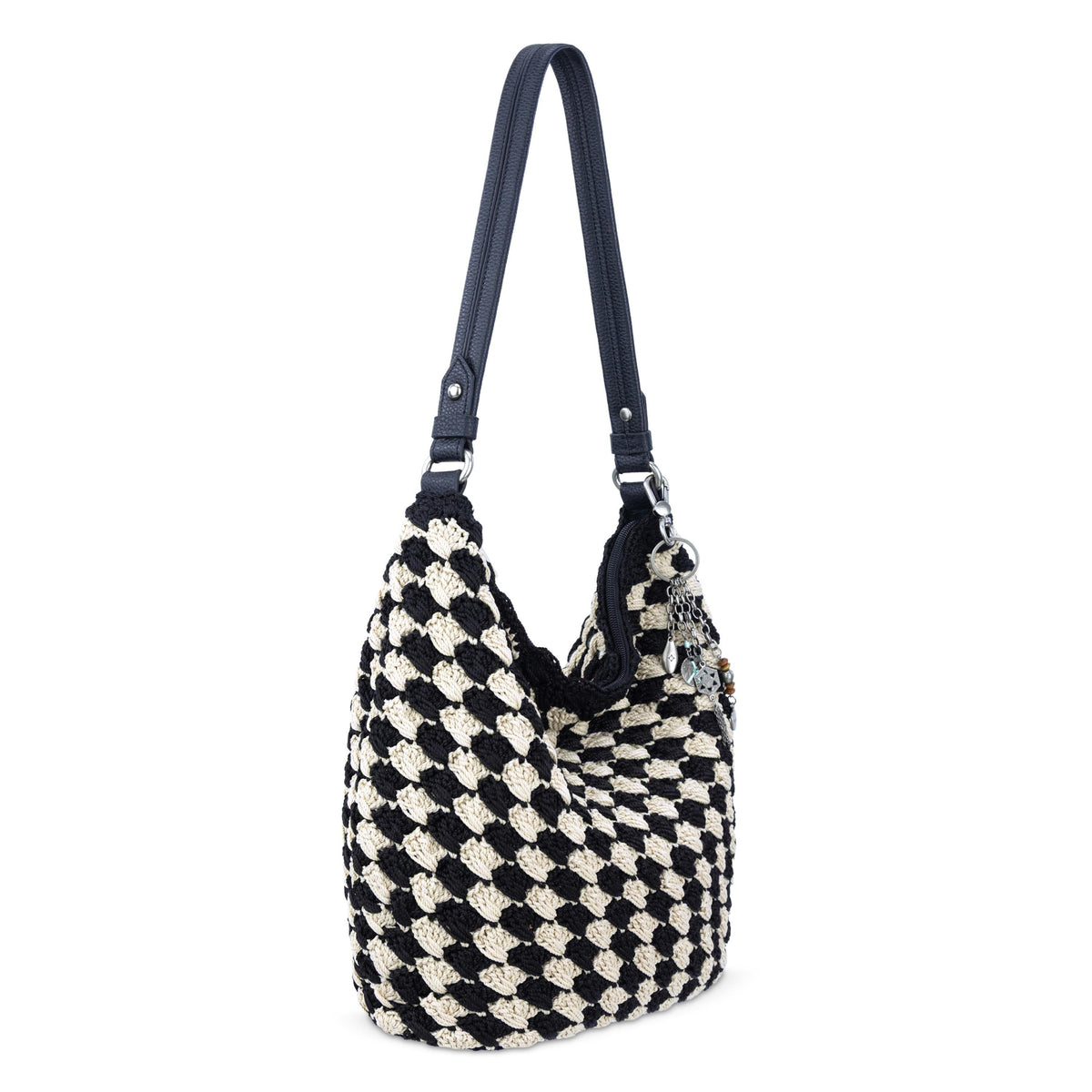 The Sak Sequoia Hobo - Hand Crochet - Black Ecru Shell