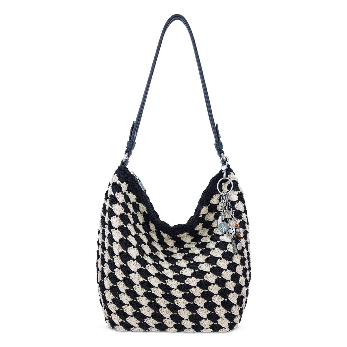 The Sak Sequoia Hobo - Hand Crochet - Black Ecru Shell