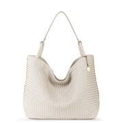 Los Feliz Large Tote - Leather - Stone Woven
