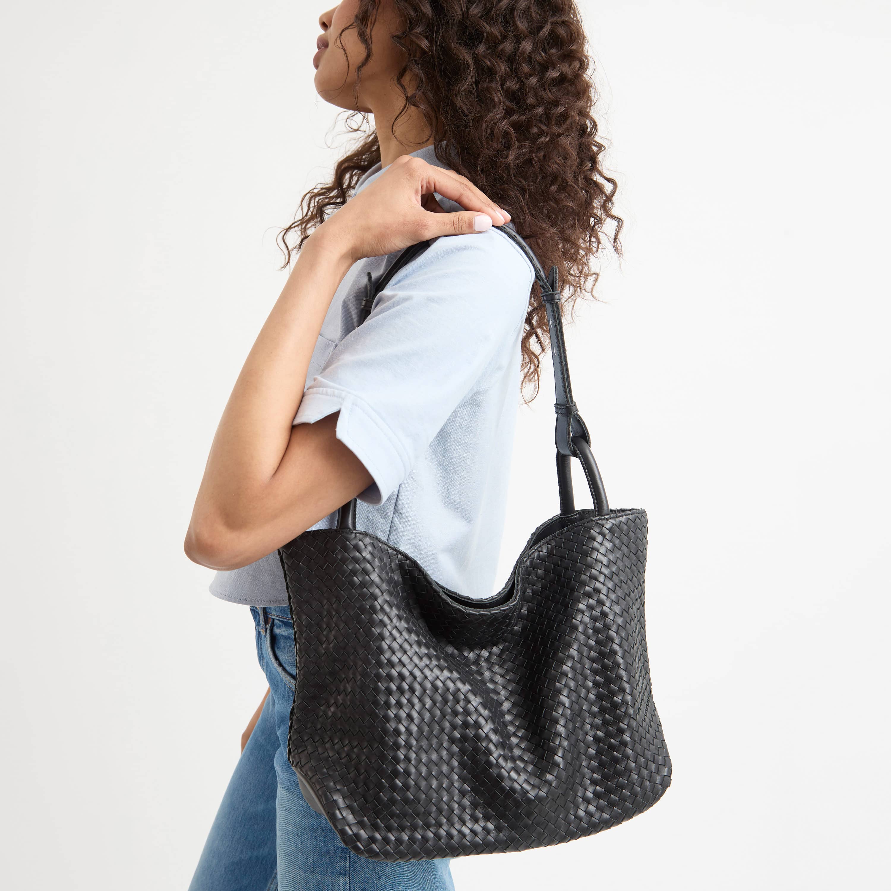 The Sak Los Feliz Medium Tote - Leather - Black Woven