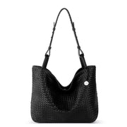 Los Feliz Medium Tote - Leather - Black Woven