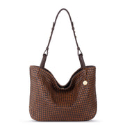 Los Feliz Medium Tote - Leather - Mahogany Cognac Woven