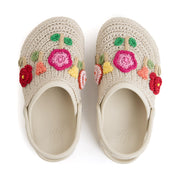 Bolo Clog - Hand Crochet - Flower Ecru