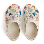 Bolo Clog - Hand Crochet - Natural Multi Flowers