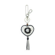 Yarnicharmz Dangle - Hand Crochet - Black Sparkle Patch Heart