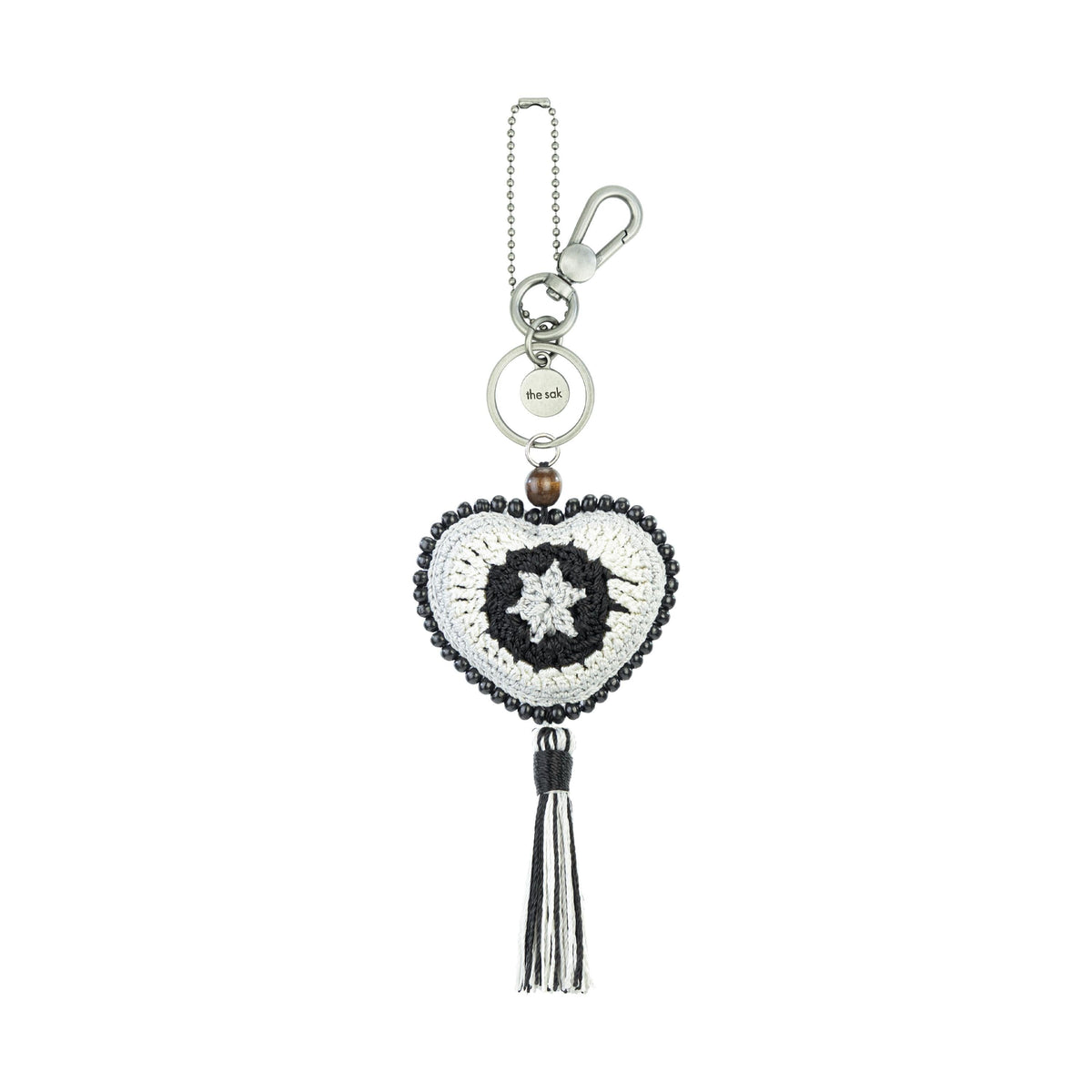 The Sak Yarnicharmz Dangle - Hand Crochet - Black Sparkle Patch Heart