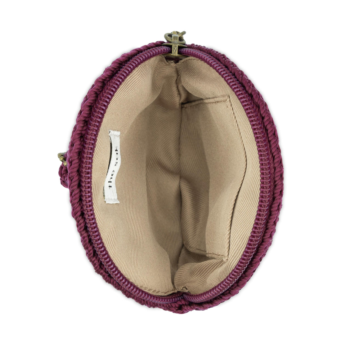 The Sak Circle Coin Pouch - Hand Crochet - Black  Cherry Flower