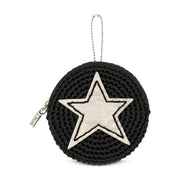 Circle Coin Pouch - Hand Crochet - Black Pyrite Star
