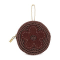 The Sak Circle Coin Pouch - Hand Crochet - Brown Mahogany Flower