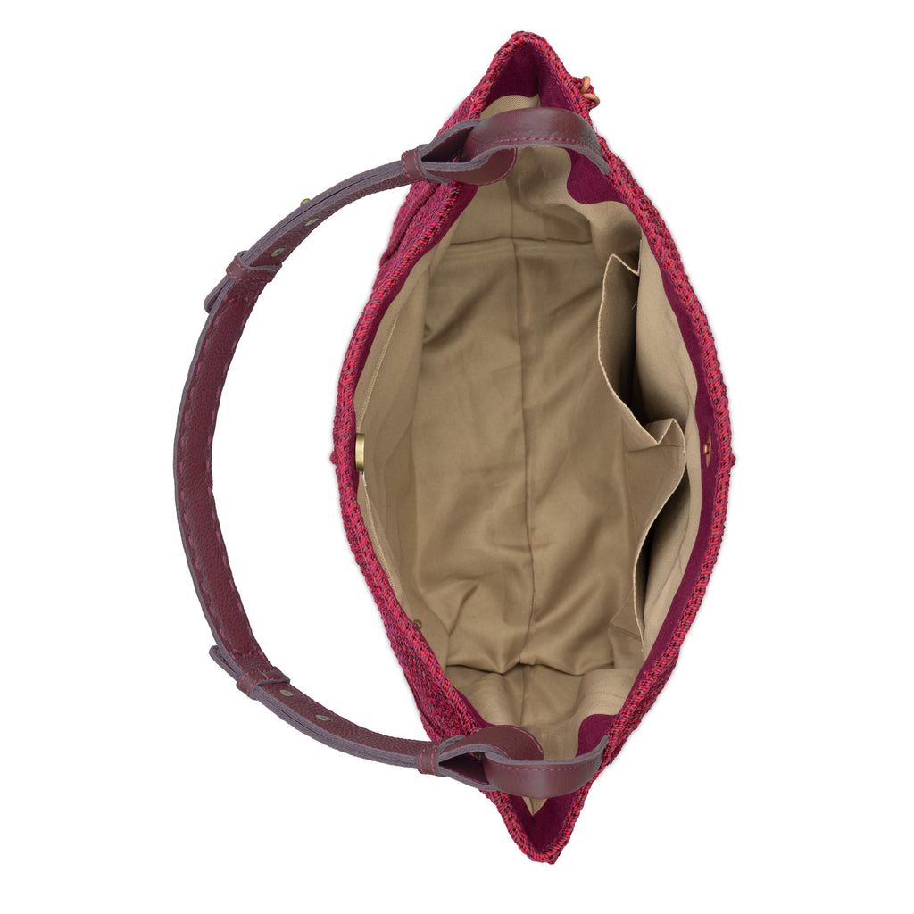 The Sak Los Feliz Medium Tote - Hand Crochet - Black Cherry Static