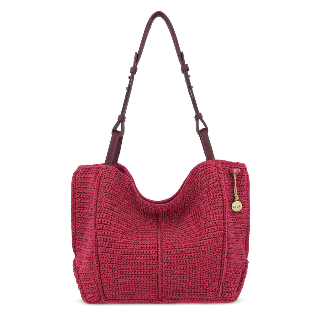 The Sak Los Feliz Medium Tote - Hand Crochet - Black Cherry Static