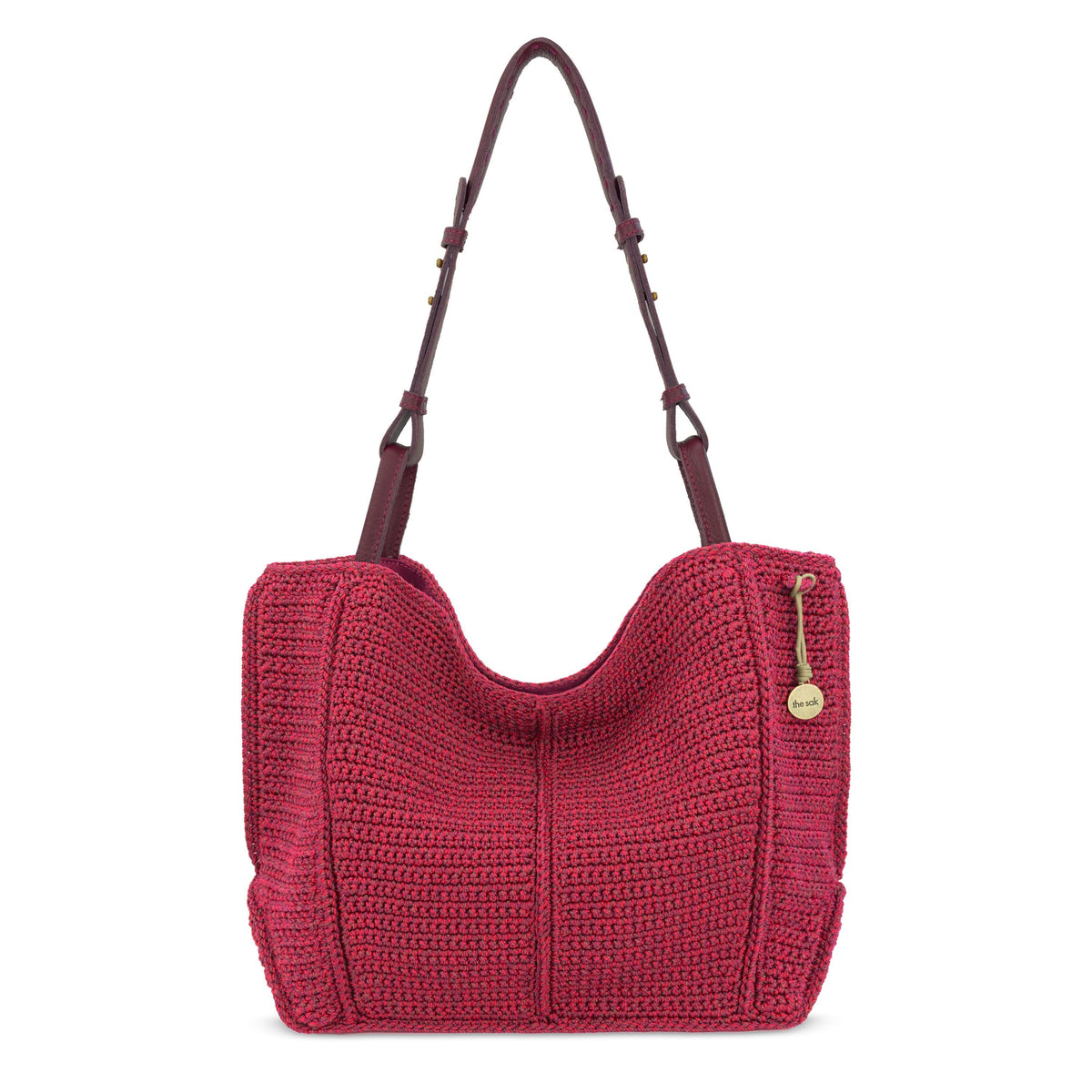 The Sak Los Feliz Medium Tote - Hand Crochet - Black Cherry Static