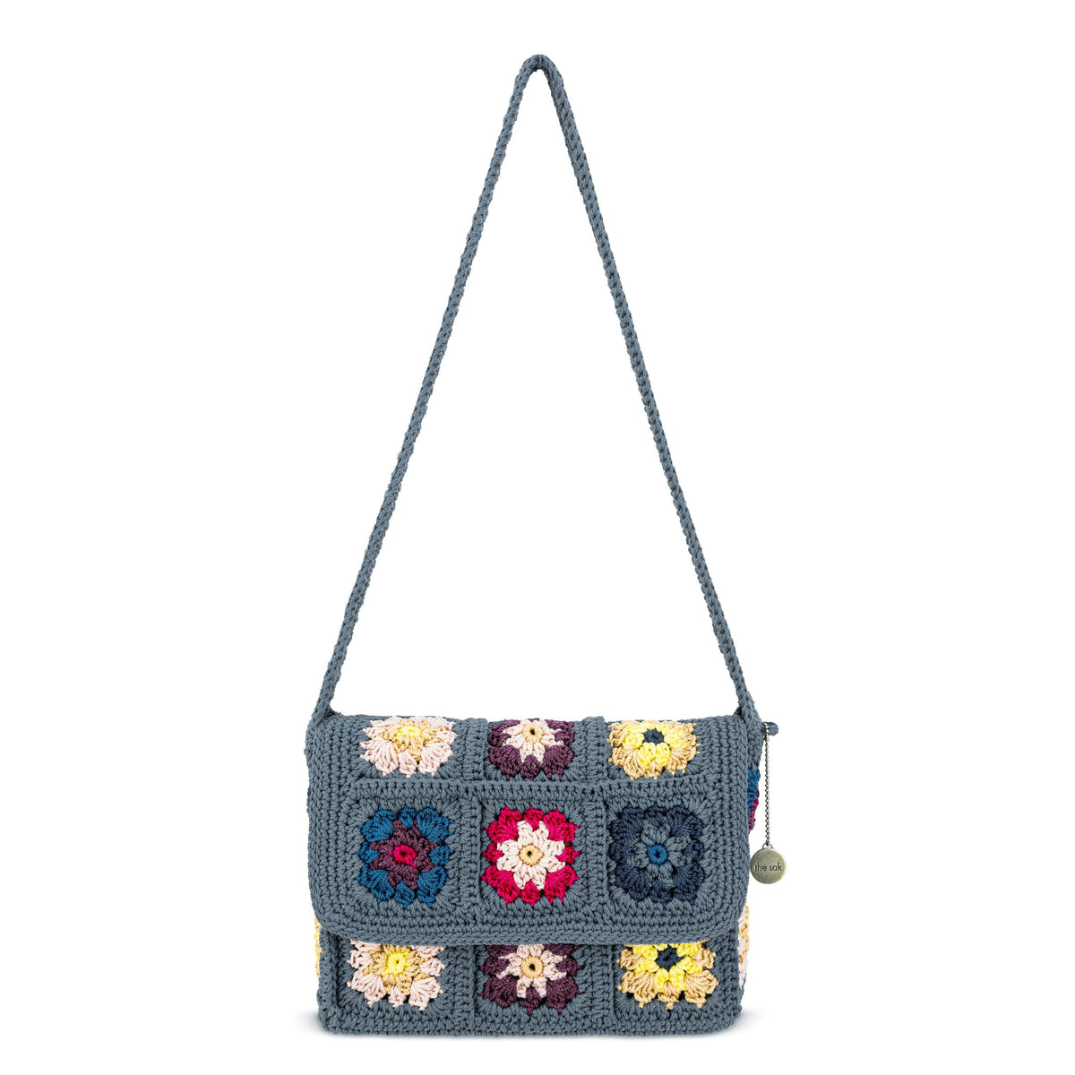 The Sak Marlow Flap Shoulder Bag - Hand Crochet - Maritime Multi Patch