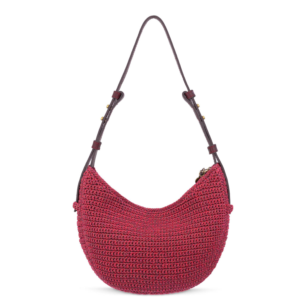 The Sak Tess Shoulder Bag - Hand Crochet - Black Cherry Static