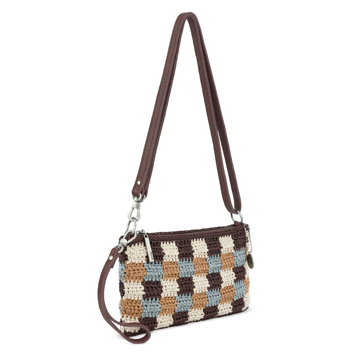 The Sak Vita Convertible Wristlet - Hand Crochet - Acorn Check