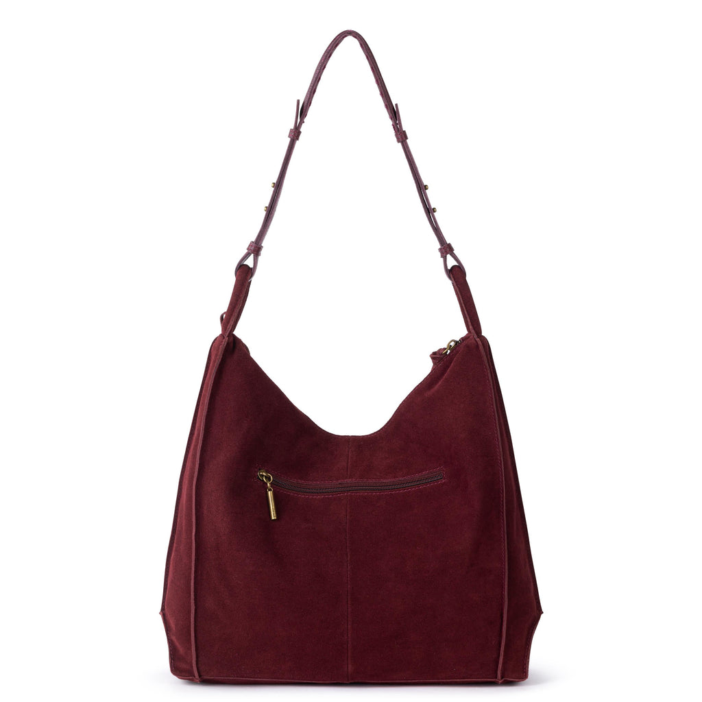 The Sak Los Feliz Bucket Hobo - Leather - Black Cherry Suede
