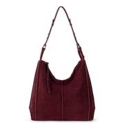 Los Feliz Bucket Hobo - Leather - Black Cherry Suede