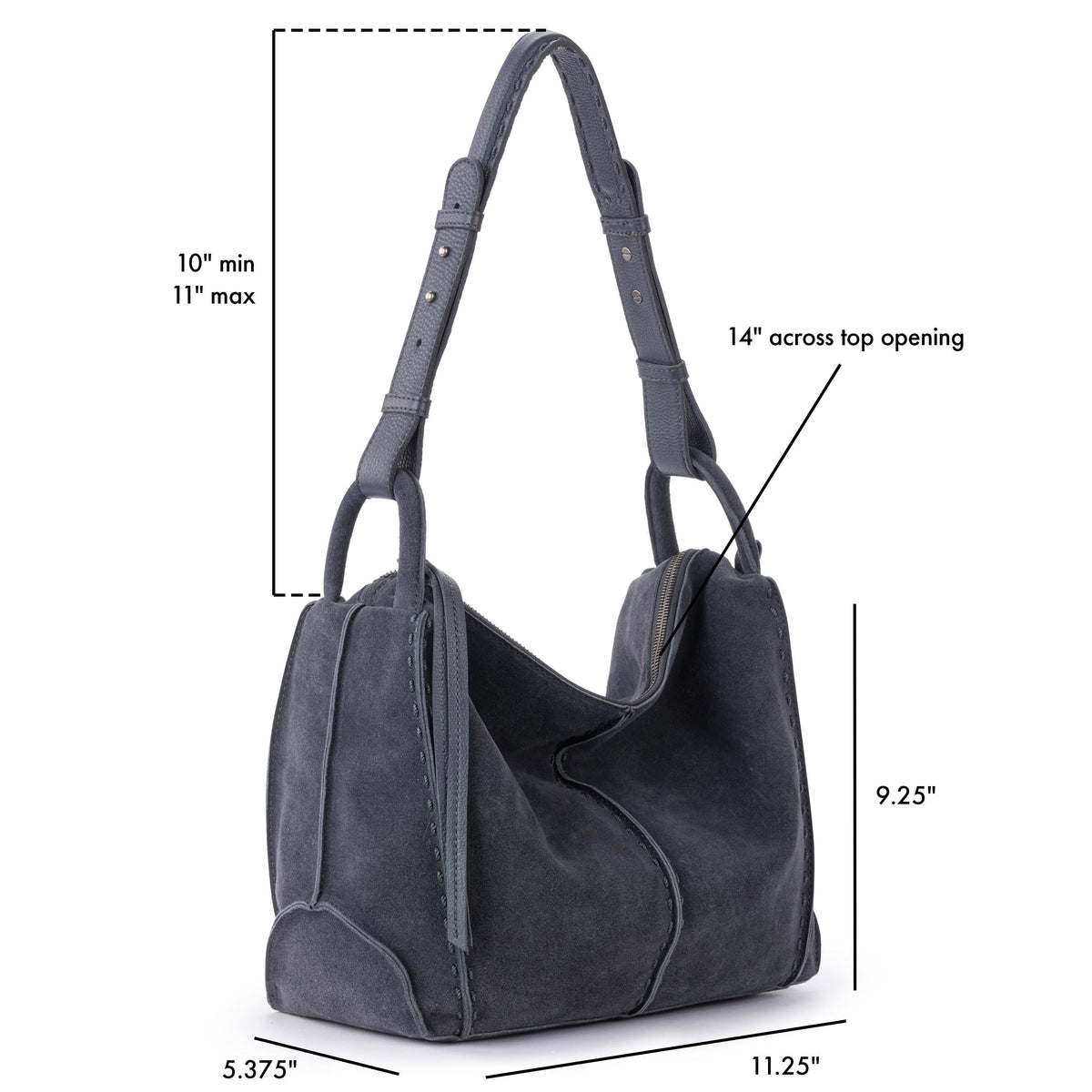 The Sak Los Feliz Hobo - Leather - Storm Grey Suede