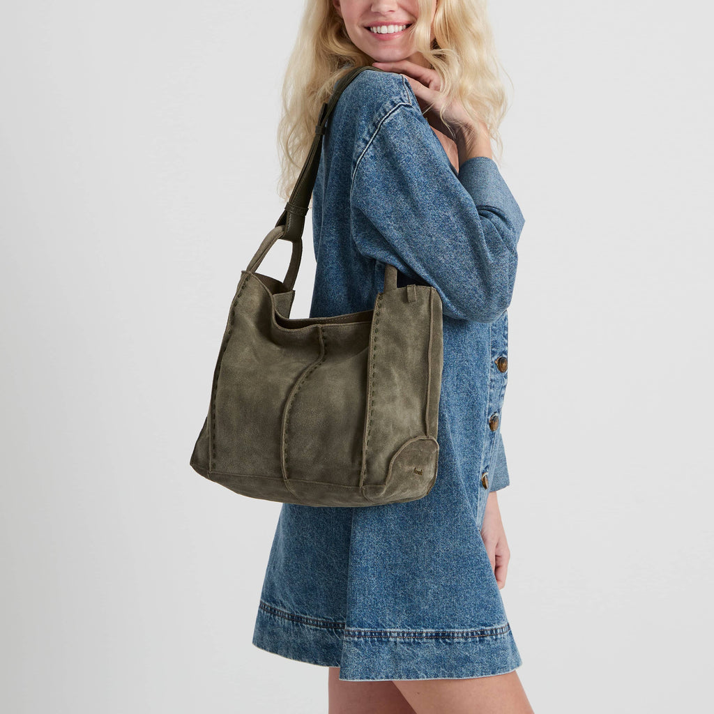 The Sak Los Feliz Medium Tote - Leather - Moss Suede