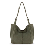 Los Feliz Medium Tote - Leather - Moss Suede