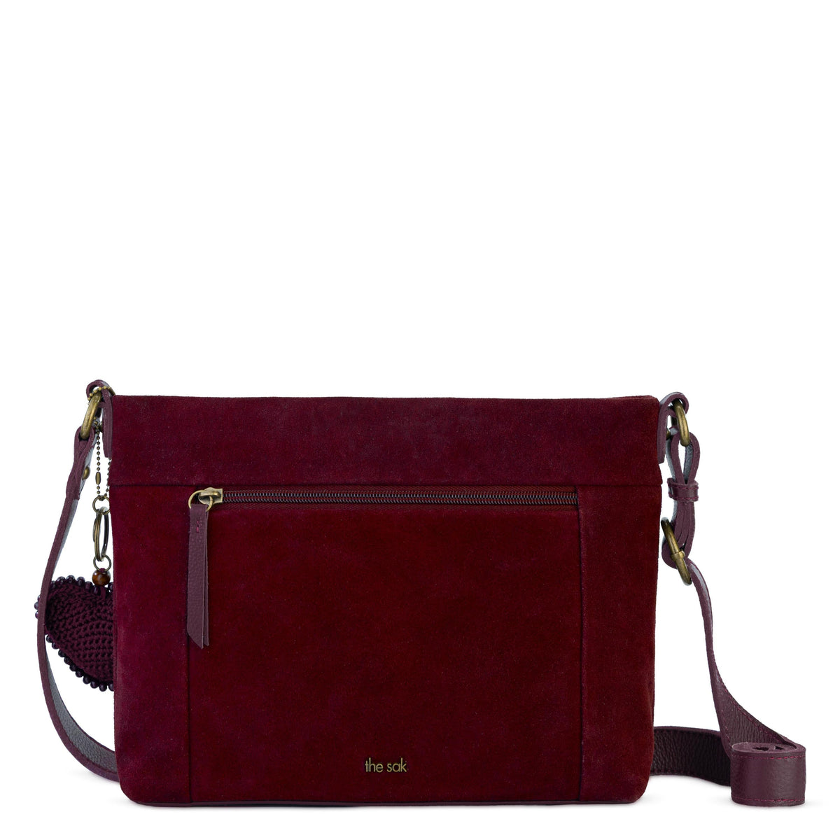 The Sak Melrose Crossbody - Leather - Black Cherry Suede Heart