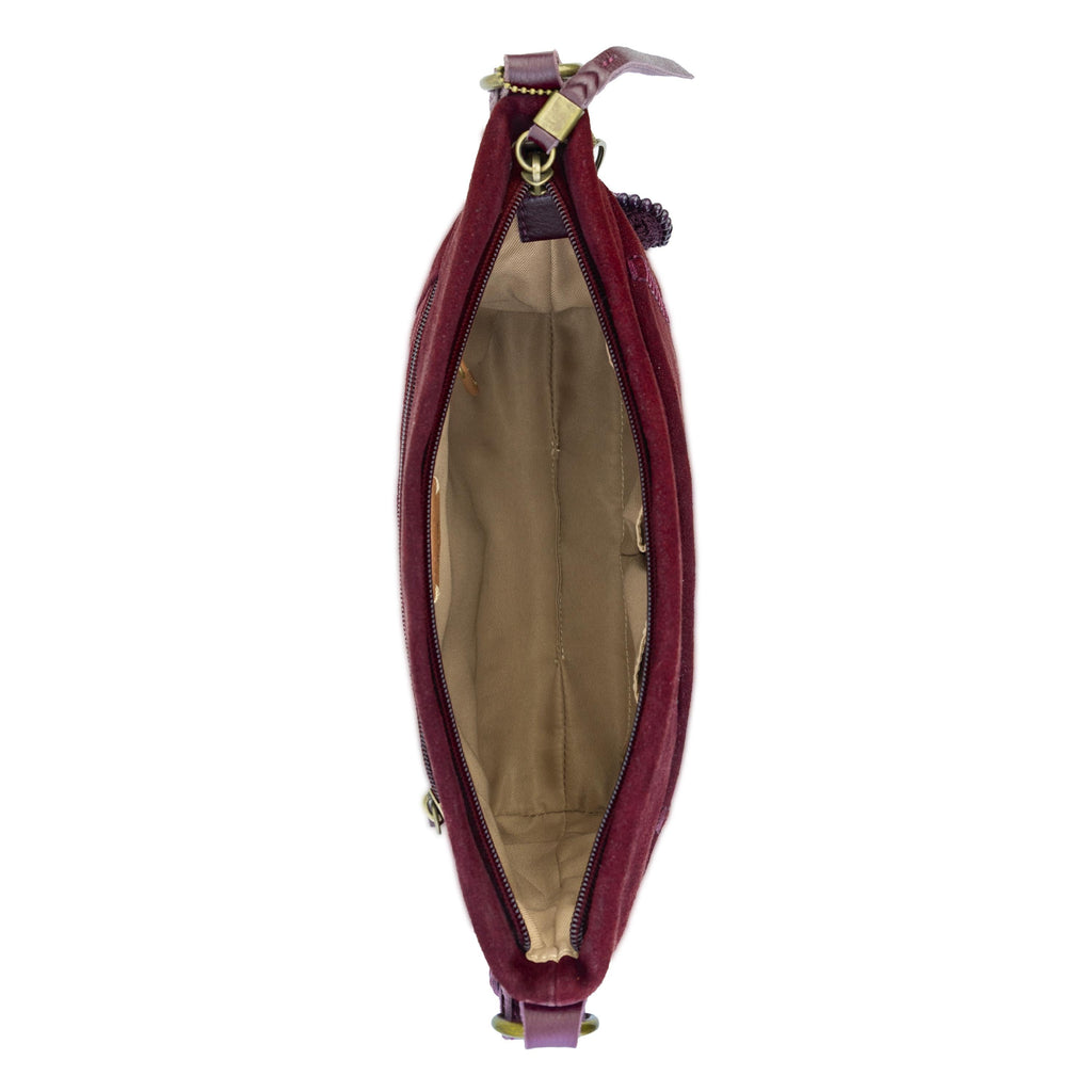 The Sak Melrose Crossbody - Leather - Black Cherry Suede Heart