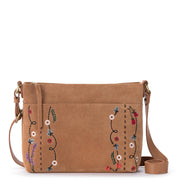 Melrose Crossbody - Leather - Tan Suede Whimsy Floral