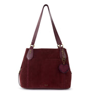 Melrose Satchel - Leather - Black Cherry Suede Heart