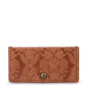 Mira Large Wallet - Leather - Tobacco Floral Embossed