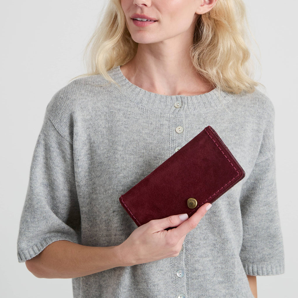The Sak Mira Large Wallet - Leather - Black Cherry Suede